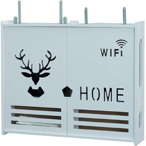 Router Shelf Wall Mount WiFi Router Storage Box, 2-Tier Bracket Wall Mount, Floating Wall Shelf, WiFi Storage Box, Cable Organizer Box, Power Strip Protector Hider