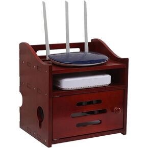 Router Shelf Wall Mount WiFi Router Storage Box, Router Storage Box,WiFi Box Hider Decorative for Home | Modern Design Wooden Wireless Router Storage Box,TV Lower Row Socket
