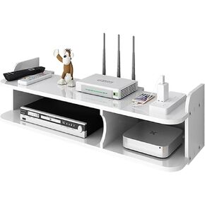 Router Shelf Wall Mount WiFi Router Storage Box, Wall Hanging Shelf Punching Storage Rack Floating Shelf TV Lower Row Socket Occlusion Box WiFi Router Storage Box