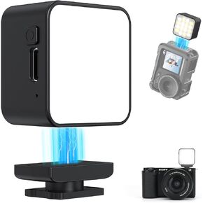 VRIG Mini LED Action Camera Vlogging Video Light, Magnetic Cold Shoe Photography Fill Lighting for DJI Osmo Action 5Pro/4/3 Camera Cage, Osmo Pocket 3 Expansion Adapter,Black