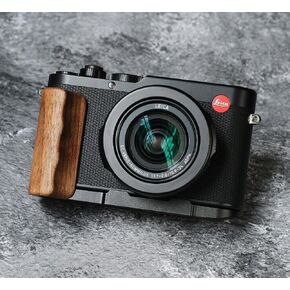 Ebony Walnut Wood L Handle Hand Grip Holder with Aluminium Alloy Base for D-LUX8 LUX8 Camera (Ebony + Black Metal Base)