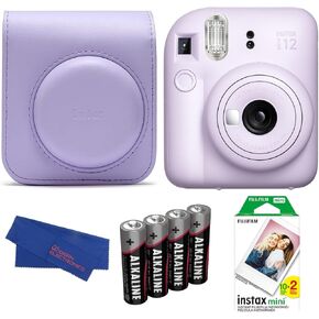Fujifilm Instax Mini 12 Instant Film Camera (Lilac Purple) Bundle, Includes: INSTAX Mini Film (20 Exposures), INSTAX Mini 12 Case and More (5 Items)