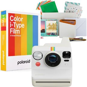 Polaroid Now Generation 3 Analog Instant Camera with Two-Lens Autofocus System (Pebble White) Bundle with Focus Camera Polaroid Film Kit and Originals Color Instant Film (8 Exposures) (3 Items)