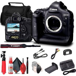 Canon EOS-1D X DSLR Camera (Body Only) (5253B002) + Case + Flex Tripod + Hand Strap + Cleaning Kit (Renewed)