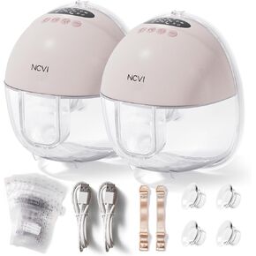 NCVI Wearable Breast Pump 8131, Hands Free Breastfeeding Pump with 4 Modes & 9 Levels, Portable Electric Milk Pump Rechargeable, Low Noise, Smart Display & Discreet, 19/21/24 mm Flanges, 2 Pack Pink