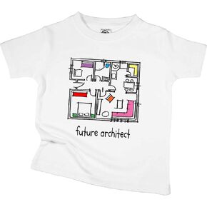 The Spunky Stork Toddler Future Architect Organic Tshirt Gift for Boys & Girls