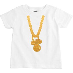 The Spunky Stork Gold Chain Pacifier Organic Cotton Toddler T Shirt