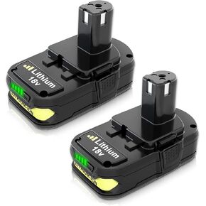 2 Packs P102 3.0Ah Replacement for Ryobi 18V Battery Compatible with 18V Ryobi Drill Lithium Battery P107 P104 P105 P103 P108 P109 Cordless Power Tools (Green)