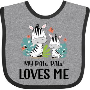 inktastic Zebra My Paw Paw Loves Me Baby Bib