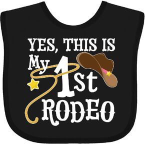 inktastic Yes, This Is My 1st Rodeo- Cowboy Hat and Lasso Baby Bib