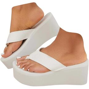 Chunky Platform Flip Flops Wedges Slip on Beach Sandals