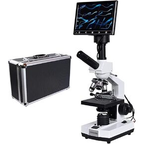 2000X Professional Binocular Biological Microscope with 7" LCD, 5MP Digital Eyepiece, Temperature Control Stage for Lab