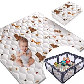 Soft Baby Play Mats for floor,50*50 INC,Foam Play Mat for Playpen 130*130 Portable playmats for babies and toddlers,Foldable and Machine Washable Baby Crawling Mat, Baby Rug Playing mat (Animal Print)