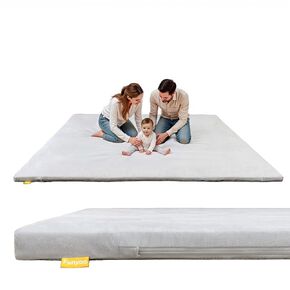 79" ×71" Padded Baby Play Mat for Floor, 1.2" Thick Memory Foam Mat with Non-Slip Bottom, Tummy Time Activity Gym & Safe Crawling Space, Machine-Washable Cover, Fits 79" x71" Playpens