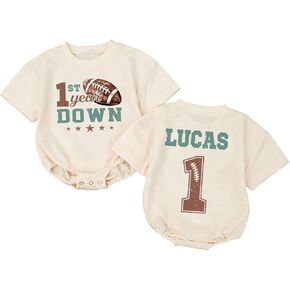 Personalized One Year Down Bubble Romper, First Year Down Birthday Outfit Boy, 1st Year Down Outfits