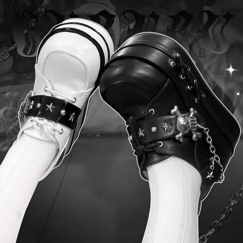 GURURU Original Y2K Goth Platform Boots - Punk Chunky Sole Shoes with Skull Decor, Retro Vintage Combat Boots for Women in Saudi Arabia