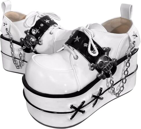 GURURU Original Y2K Goth Platform Boots - Punk Chunky Sole Shoes with Skull Decor, Retro Vintage Combat Boots for Women in Saudi Arabia