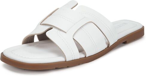Women's Flat Sandals Dressy Summer Slide Sandals Slip On Open Toe Slippers with Soft Footbed in Saudi Arabia