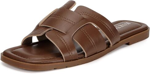 Women's Flat Sandals Dressy Summer Slide Sandals Slip On Open Toe Slippers with Soft Footbed in Saudi Arabia