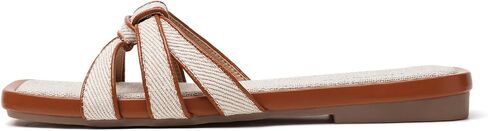 Tilocow Women Flat Sandals Slip On Comfortable Square Open Toe Slides Vacation Shoes in Kuwait