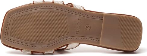 Tilocow Women Flat Sandals Slip On Comfortable Square Open Toe Slides Vacation Shoes in Kuwait