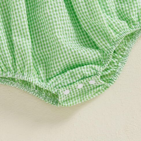 Newborn Baby Girl Golf Outfit Summer Fly Sleeve Golfing Theme Embroidery Smocked Plaid Romper Bodysuit One Piece in Kuwait