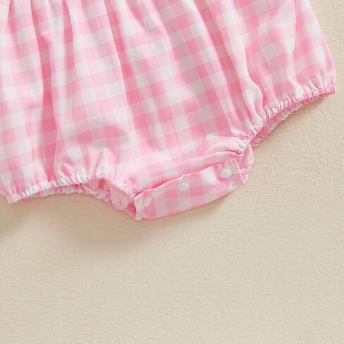 Baby Girl Smocked Bubble Romper Golf Embroidery Short Sleeve Peter Pan Collar Bodysuit Newborn Summer Clothes in Kuwait