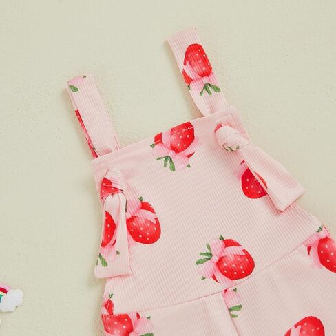 Emmababy Toddler Bell Bottom Romper Girl Watermelon Outfit Strawberry Flare Jumpsuit Kids Wide Leg Overalls Summer Clothes in Kuwait