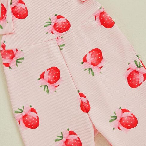 Emmababy Toddler Bell Bottom Romper Girl Watermelon Outfit Strawberry Flare Jumpsuit Kids Wide Leg Overalls Summer Clothes in Kuwait