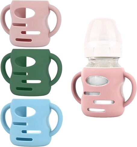 3 حزمة الأكمام السيليكون متوافقة مع Dr Brown Brown Wide Baby Bottles 5 أوقية ، مقابض السيليكون المضادة للكسر متوافقة مع زجاجات Dr. Brown للرضع للأطفال (الوردي ، 5 أوقية) in Kuwait