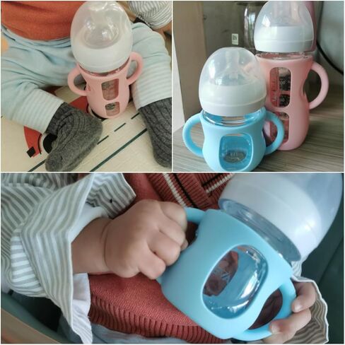 3 حزمة الأكمام السيليكون متوافقة مع Dr Brown Brown Wide Baby Bottles 5 أوقية ، مقابض السيليكون المضادة للكسر متوافقة مع زجاجات Dr. Brown للرضع للأطفال (الوردي ، 5 أوقية) in Kuwait