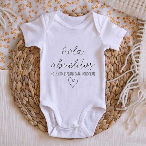 Hola Abuelitos Spanish Pregnancy Announcement Bodysuit for Baby Anuncio de Embarazo Para Abuelos Infant in Saudi Arabia