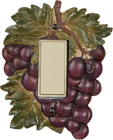 Touch of Class Grape Harvest Realistic Grapes Single Dimmer/Rocker - Resin - Purple, Green - Dimensional Light Switch Cover for Kitchen, Dining Room, Bar, Restaurant, Wine Cellar in Saudi Arabia