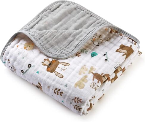 Baby Blanket - Cotton Crib Blankets for Toddlers, Soft Newborn Swaddle Receiving Blankets for Unisex Girls/Boys, Large Breathable Quilt, Nursing Cover and Kids Bed Blankets (Animals) in Saudi Arabia