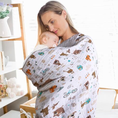 Baby Blanket - Cotton Crib Blankets for Toddlers, Soft Newborn Swaddle Receiving Blankets for Unisex Girls/Boys, Large Breathable Quilt, Nursing Cover and Kids Bed Blankets (Animals) in Saudi Arabia