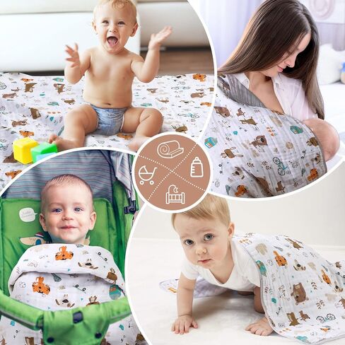 Baby Blanket - Cotton Crib Blankets for Toddlers, Soft Newborn Swaddle Receiving Blankets for Unisex Girls/Boys, Large Breathable Quilt, Nursing Cover and Kids Bed Blankets (Animals) in Saudi Arabia