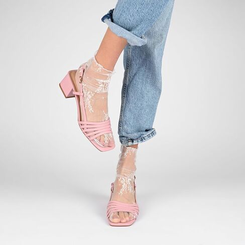 Journee Womens Strappy Buckle Sling Back Covered Block Heel Open Square Toe Shayana Comfort Foam Sandals in Saudi Arabia