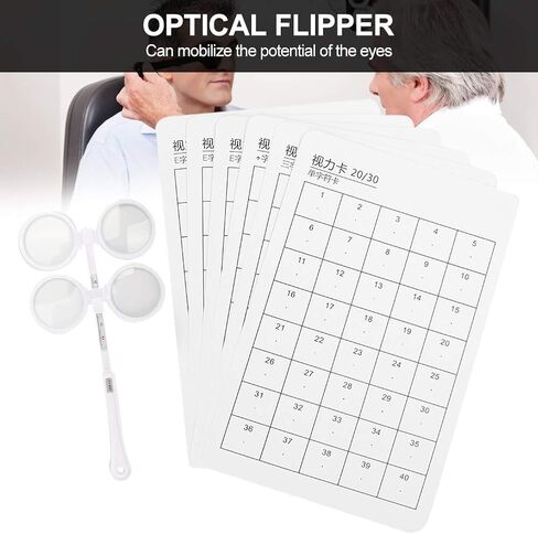 Optical Flipper Set, Modern Eye Exercise Tool, ±150 Degree Adjustable Optometry Plastic Flip, with 6pcs Visual Card, for Eye Care and Vision Improvement Anywhere (±150 Degrees) in Saudi Arabia