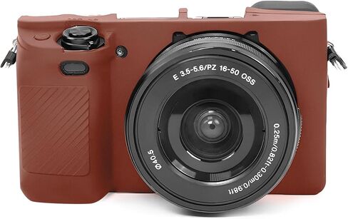 A6400 A6300 A6100 CAMERA CASE & LCD Screen Screen Protectory Kit ، علبة سيليكون ناعمة لـ Sony Alpha A6400 A6300 A6100 ، غطاء الجسم مع قبضة - بني داكن in Kuwait