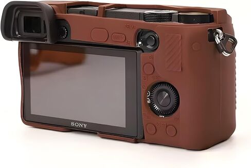 A6400 A6300 A6100 CAMERA CASE & LCD Screen Screen Protectory Kit ، علبة سيليكون ناعمة لـ Sony Alpha A6400 A6300 A6100 ، غطاء الجسم مع قبضة - بني داكن in Kuwait