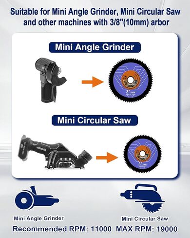 3-Inch HSS Circular Saw Blade Set – 4-Piece Cutting Discs for Soft Metal Copper Aluminium Wood Plastic – Compatible with Angle Grinders and Circular Saws with a 3/8" (10mm) Arbor in Saudi Arabia