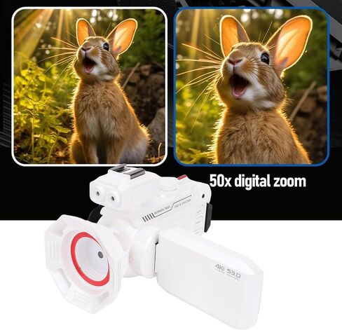 Yoidesu 4K Digital Camera Autofocus WiFi Vlogging Camera with 3 Inch HD Color Display 50X Digital Zoom for Photography Video Recording (White) in Saudi Arabia