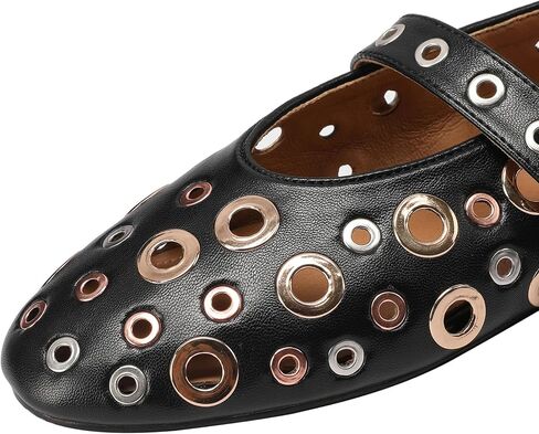 Mesh Mary Jane Flats for Women Perforated Ballet Flats Metal Buckle Strap Ballerina Casual Studded Flat Shoes in Saudi Arabia