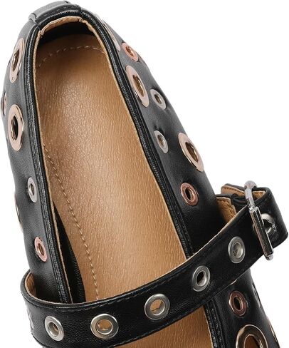 Mesh Mary Jane Flats for Women Perforated Ballet Flats Metal Buckle Strap Ballerina Casual Studded Flat Shoes in Saudi Arabia