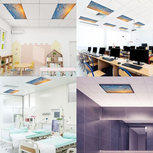 6 Pack Fluorescent Light Covers for Ceiling Lights Baby set kids pastel shapes drawn cute Magnetic Light Filters Diffuser Shade for Classroom Home Office School in Saudi Arabia