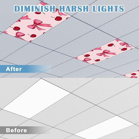 6 Pack Fluorescent Light Covers for Ceiling Lights cute baby elephant girl pink bow skirt Decorative Magnetic Fluorescent Light Filters for Classroom Office Home 4x2 ft in Saudi Arabia
