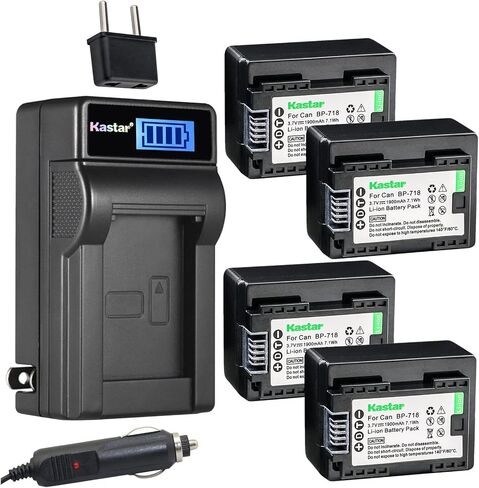 Kastar BP-718 LCD AC شاحن بطارية AC متوافق مع Canon Legria HF M406 HFM406 ، LEGRIA HF M506 HFM506 ، LEGRIA HF M806 HFM806 CAMERAS in Kuwait