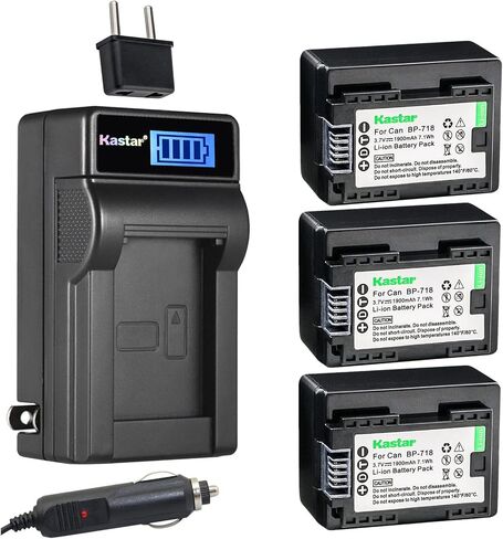 Kastar BP-718 LCD AC شاحن بطارية AC متوافق مع Canon Legria HF M406 HFM406 ، LEGRIA HF M506 HFM506 ، LEGRIA HF M806 HFM806 CAMERAS in Kuwait