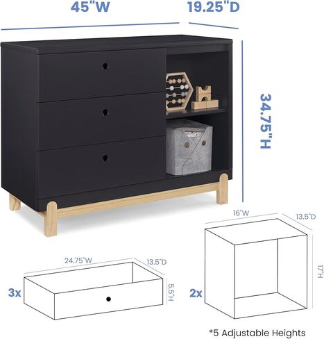 Delta Children Poppy 3 درج أرجاء مع Cubbies ، Bianca White/Natural in Kuwait