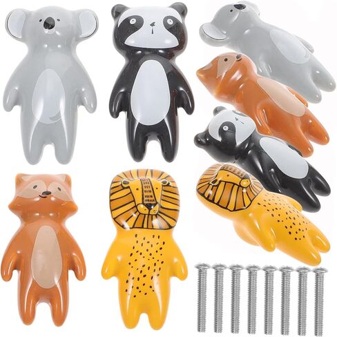 Homsfou 8pcs Cartoon Animal Cabinet Handles Cute Dresser Knobs for Boys and Girls Rooms Drawer يسحب الأسد سهل التثبيت لخزائن الخزائن in Saudi Arabia